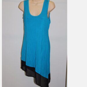 NWT Calvin Klein Swimwear Bikini Cover up Dress Size S M Blue Black Mesh Hem
